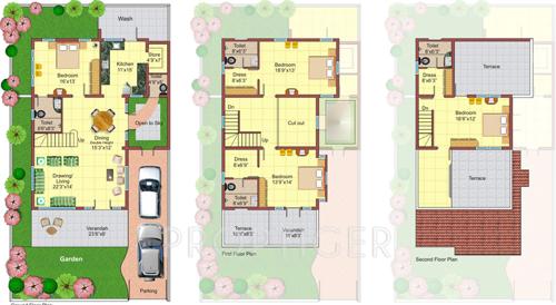 Shree Builders and Developers Golden City First Floor Plan (4BHK+4T)