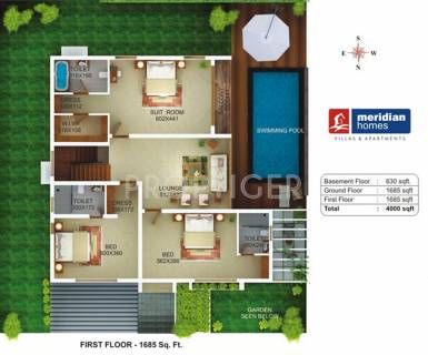 4000 Sq Ft 4 Bhk Floor Plan Image Prime Meridian The Sovereign Available For Sale Proptiger Com