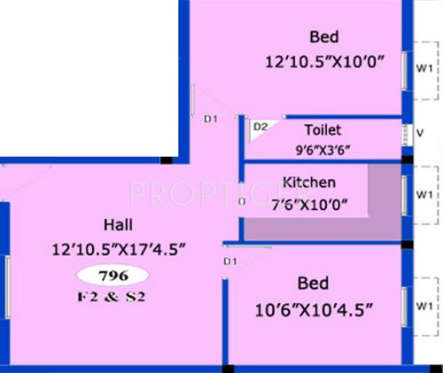 ARRR Balaiya Garden (2BHK+2T (796 sq ft) 796 sq ft)
