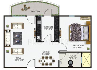 785 Sq Ft 1 Bhk Floor Plan Image Sheetalnath Builders Vatika