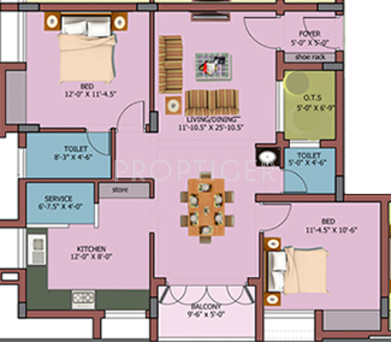 Blossom Daisy (2BHK+2T (1,219 sq ft) 1219 sq ft)