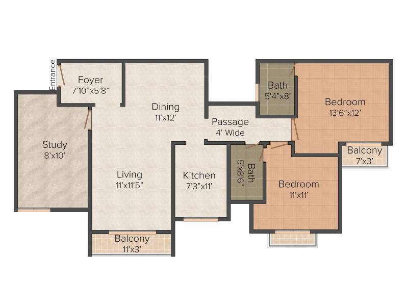 Shalimar Garden Bay Apartment (2BHK+2T (1,450 sq ft) + Study Room 1450 sq ft)