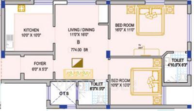 Kirthika Bheema Residency (2BHK+2T (774 sq ft) 774 sq ft)