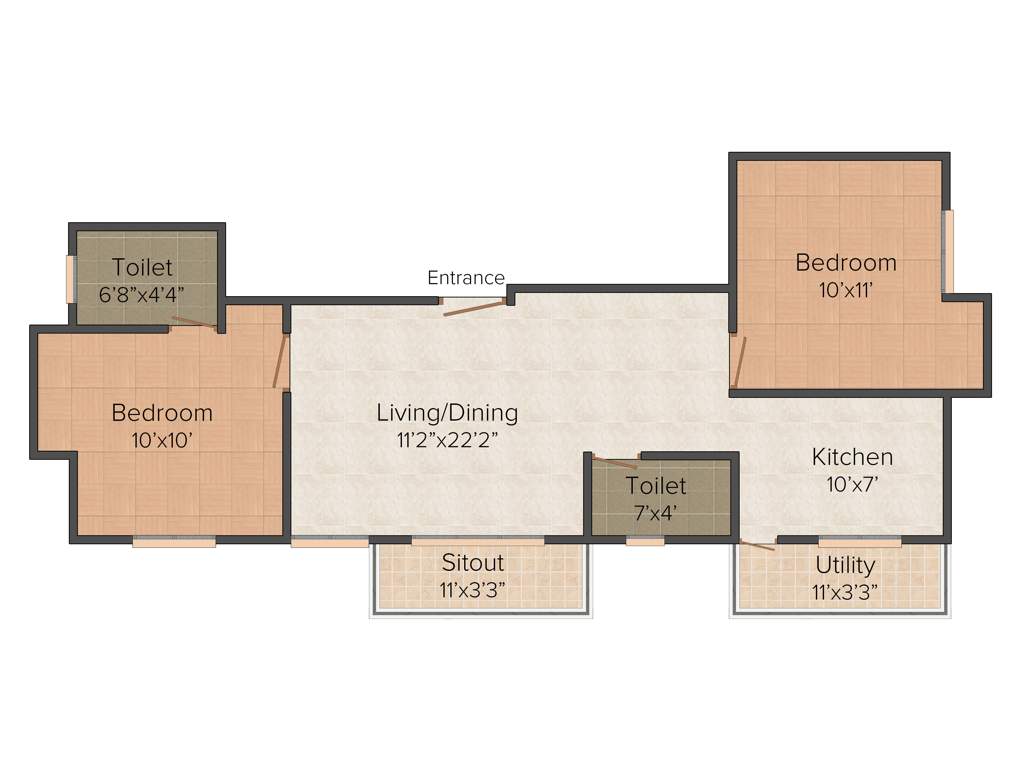 Kirthika Pavilion (2BHK+2T (972 sq ft) 972 sq ft)