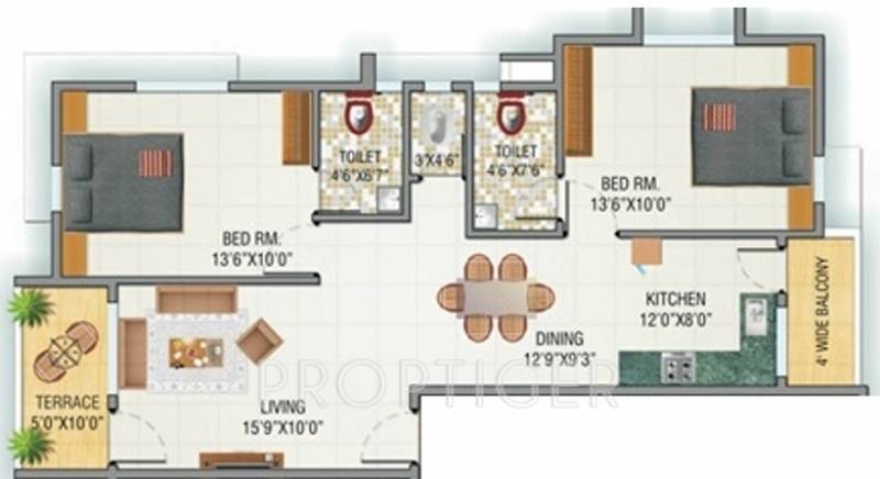 Janaki Group Shree Janaki Apartment Floor Plan (2BHK+2T)