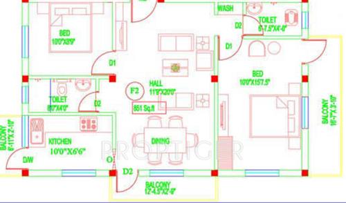 Mars Builders And Real Estates Private Limited Dhanam Apartments (2BHK+2T (851 sq ft) 851 sq ft)