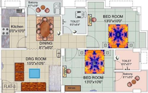 Niagaree Megha Enclave (2BHK+2T (1,006 sq ft) 1006 sq ft)