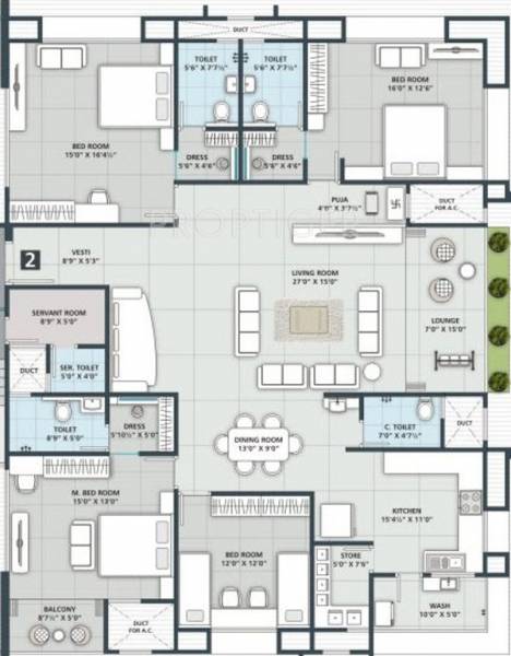 Solitaire Square Icon (4BHK+5T (3,733 sq ft) + Servant Room 3733 sq ft)