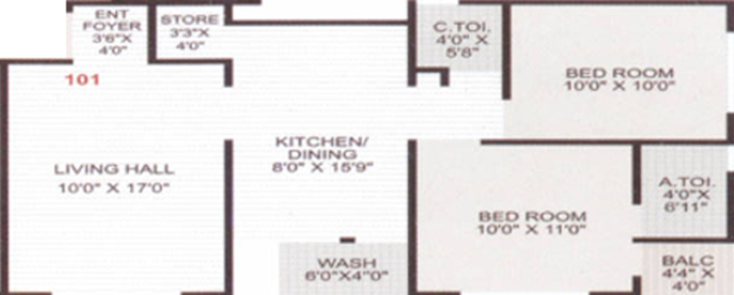 Mauly Coral Palace (2BHK+2T (1,170 sq ft) 1170 sq ft)