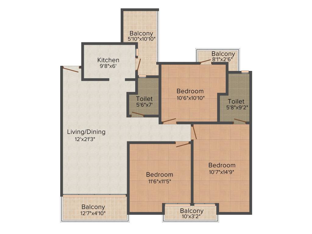 Horizon Anant (3BHK+2T (1,498 sq ft) 1498 sq ft) Horizon Anant (3BHK+2T (1,498 sq ft) 1498 sq ft)