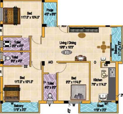 SPS Asthalakshmi Nagar (3BHK+3T (1,250 sq ft)   Pooja Room 1250 sq ft)