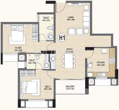 Skyline Brown (2BHK+2T (1,139 sq ft) 1139 sq ft)