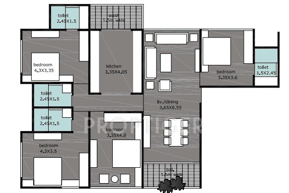BCM Park Phase I (4BHK+4T (1,569 sq ft) 1569 sq ft)