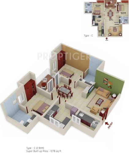 Promag Omkara (2BHK+2T (1,270 sq ft) 1270 sq ft) Promag Omkara (2BHK+2T (1,270 sq ft) 1270 sq ft)