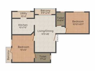 Afraah Crystal Court (2BHK+2T (846 sq ft) 846 sq ft)