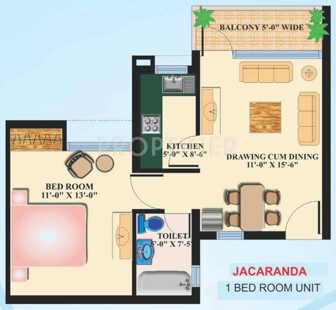 Omaxe ParkWoods (1BHK+1T (779 sq ft) 779 sq ft)