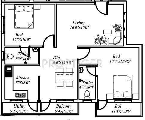 Suprabhatham Pazhavanthangal Flats (2BHK+2T (1,035 sq ft) 1035 sq ft)