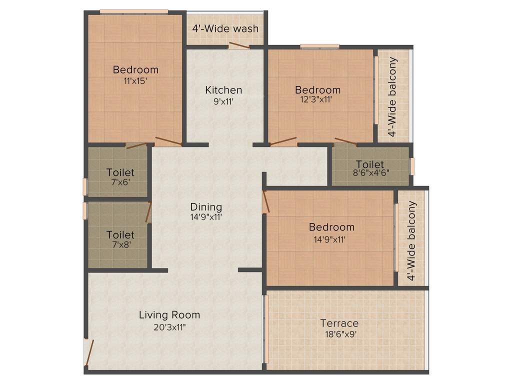 Abhijit Jayanti Mansion 9 (3BHK+3T (1,400 sq ft) 1400 sq ft)