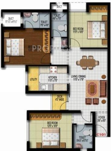 Deccan Kalpataru (3BHK+3T (1,147 sq ft) 1147 sq ft)