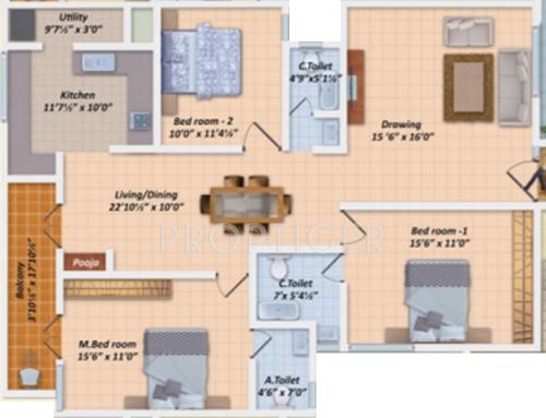  Kings Court (3BHK+3T (1,710 sq ft) + Pooja Room 1710 sq ft)