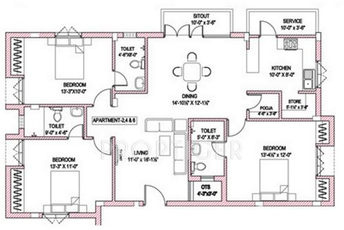 Navtoj Stone Croft (3BHK+3T (1,600 sq ft)   Pooja Room 1600 sq ft)