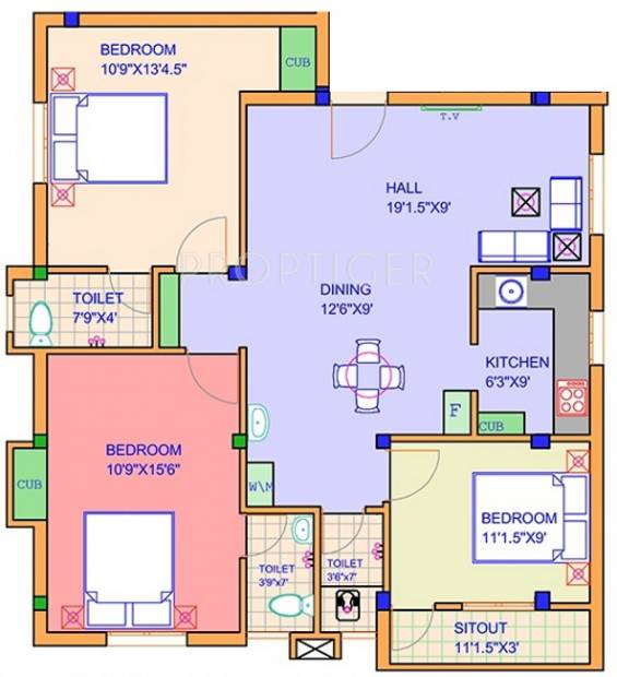 Annai Genesis Apartment (3BHK+3T (1,260 sq ft) 1260 sq ft)