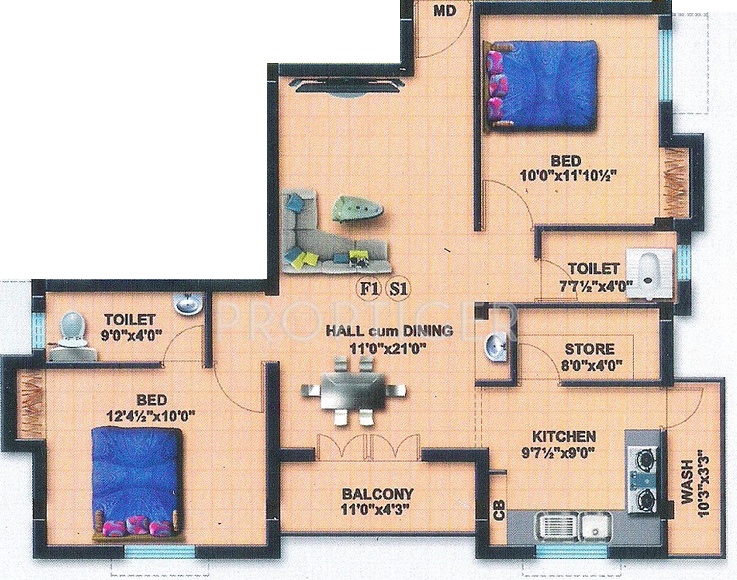 Chennai Royal Nests (2BHK+2T (1,095 sq ft) 1095 sq ft)