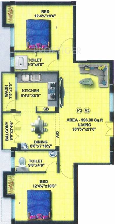 Chennai Royal Nests (2BHK+2T (996 sq ft) 996 sq ft)