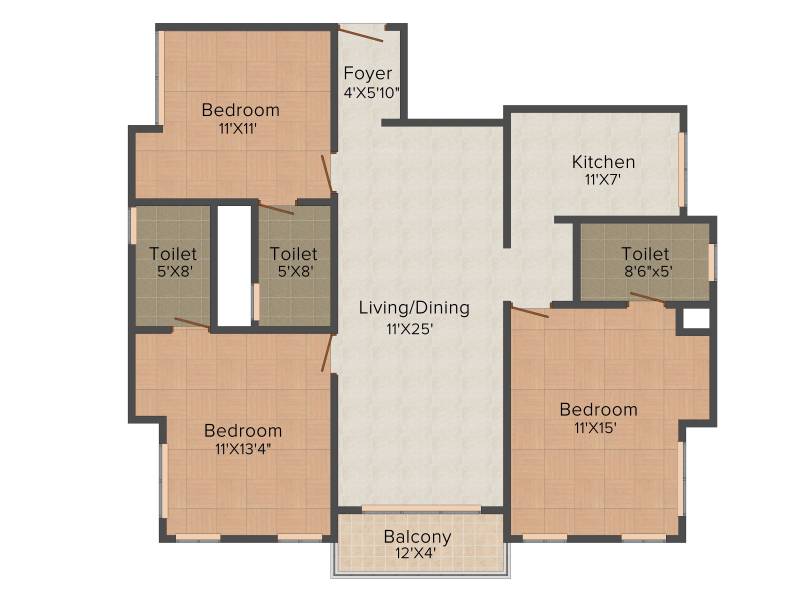 Casagrand Platina (3BHK+3T (1,497 sq ft) 1497 sq ft)