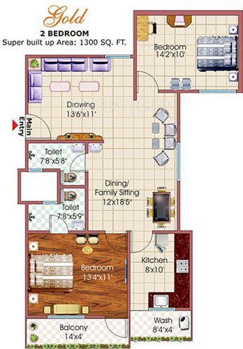 Chinarr Sapphire (2BHK+2T (1,300 sq ft) 1300 sq ft) Chinarr Sapphire (2BHK+2T (1,300 sq ft) 1300 sq ft)