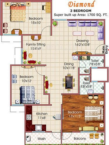 Chinarr Sapphire (3BHK+3T (1,700 sq ft) 1700 sq ft) Chinarr Sapphire (3BHK+3T (1,700 sq ft) 1700 sq ft)