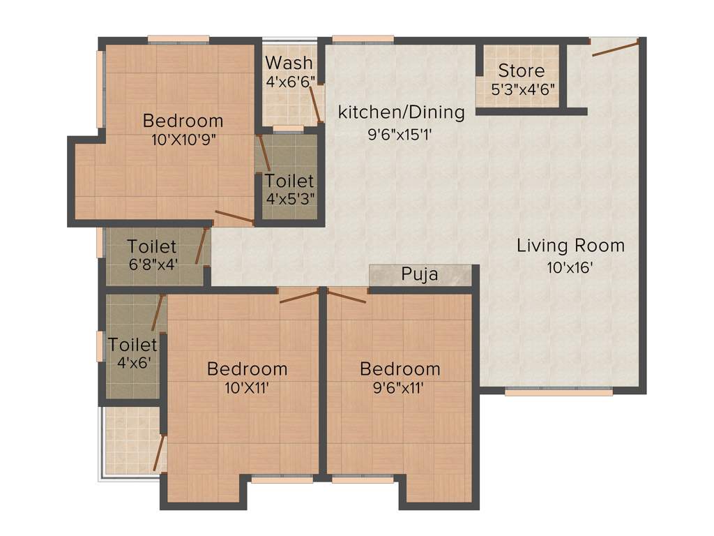 Krishna Swastik Homes (3BHK+3T (1,515 sq ft) 1515 sq ft)