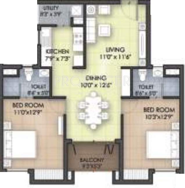 Khurinji Gloxinia (2BHK+2T (897 sq ft) 897 sq ft)