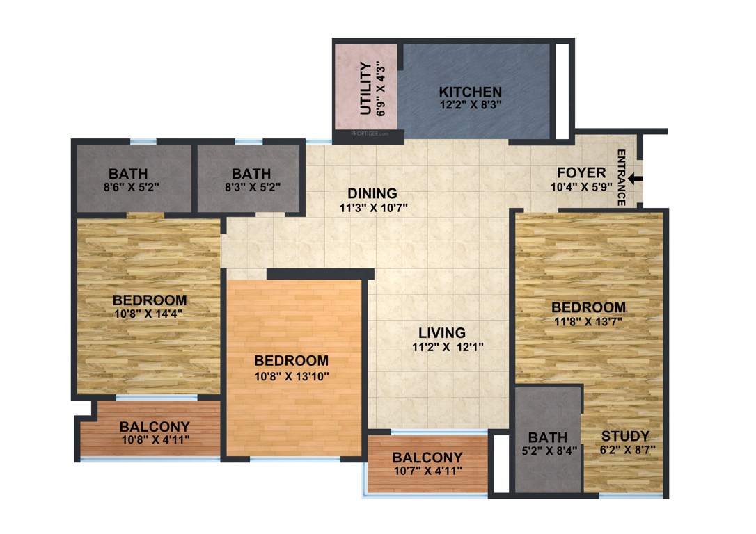 Brigade Omega (3BHK+3T (1,750 sq ft) 1750 sq ft)