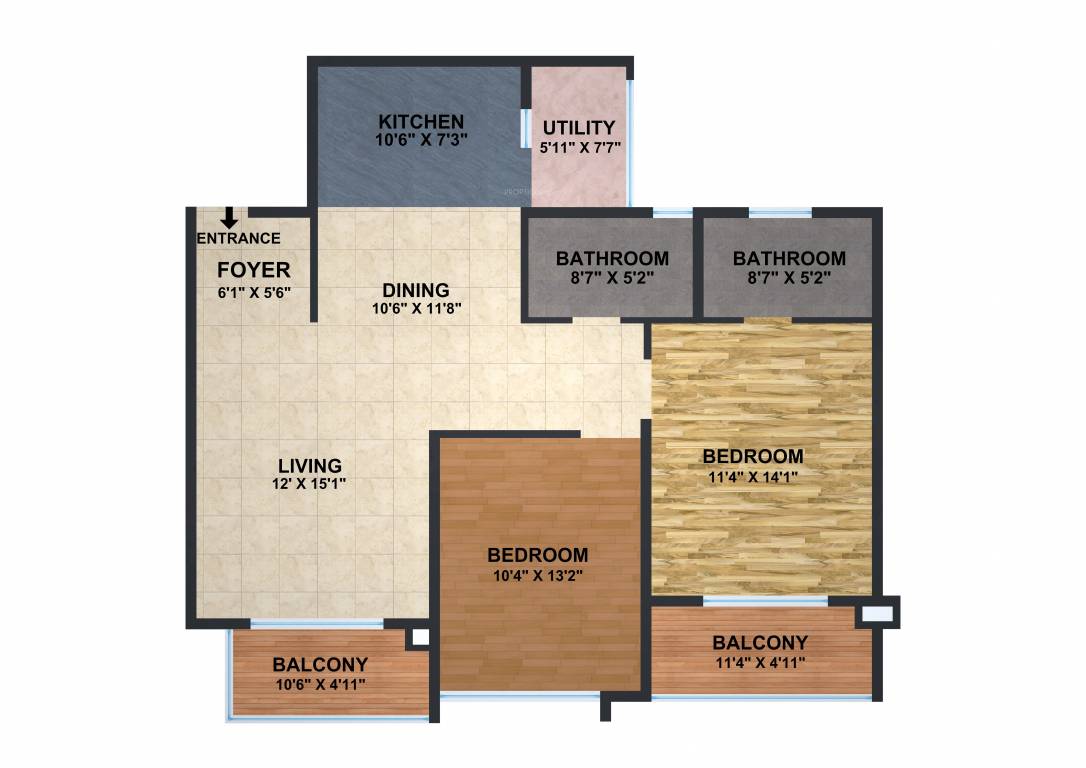 Brigade Omega (2BHK+2T (1,310 sq ft) 1310 sq ft)