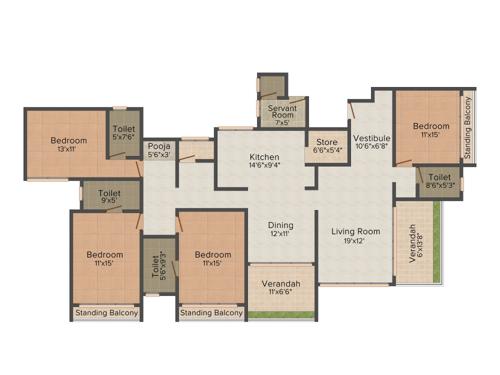 Aakriti Jewel (4BHK+4T (2,800 sq ft) 2800 sq ft)