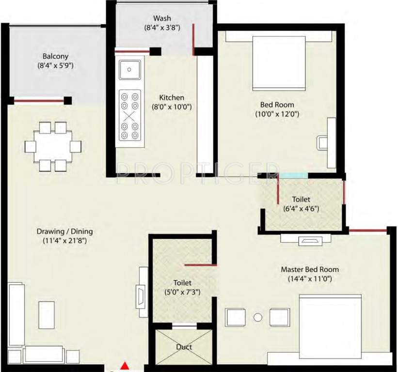 Aakriti Greens (2BHK+2T (1,130 sq ft) 1130 sq ft)