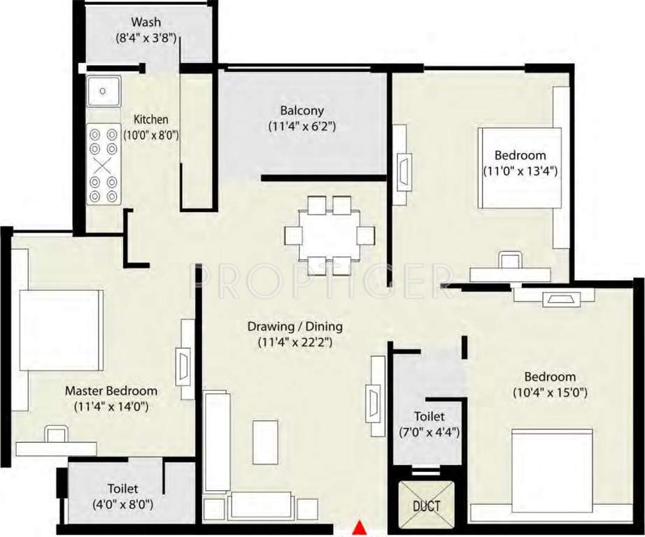 Aakriti Greens (3BHK+3T (1,425 sq ft) 1425 sq ft)