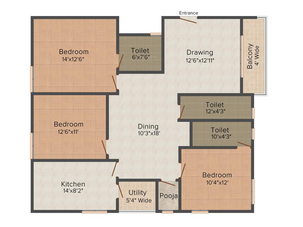 Maram GL Heavens (3BHK+3T (1,615 sq ft)   Pooja Room 1615 sq ft)