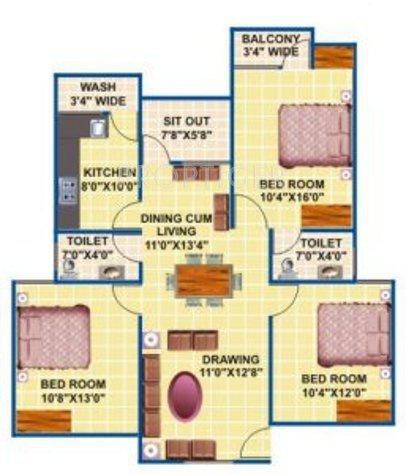Mahendra Mahendra Heights (3BHK+3T (1,350 sq ft) 1350 sq ft)