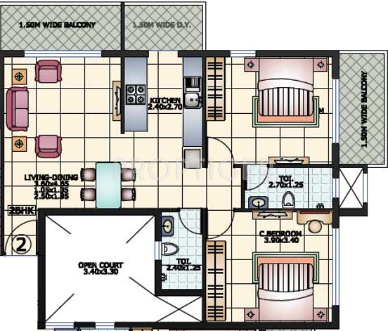 Buildmore Classic (2BHK+2T (1,551 sq ft) 1551 sq ft)