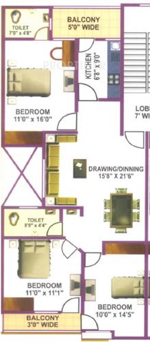 Mahendra Plaza (3BHK+2T (1,300 sq ft) 1300 sq ft)