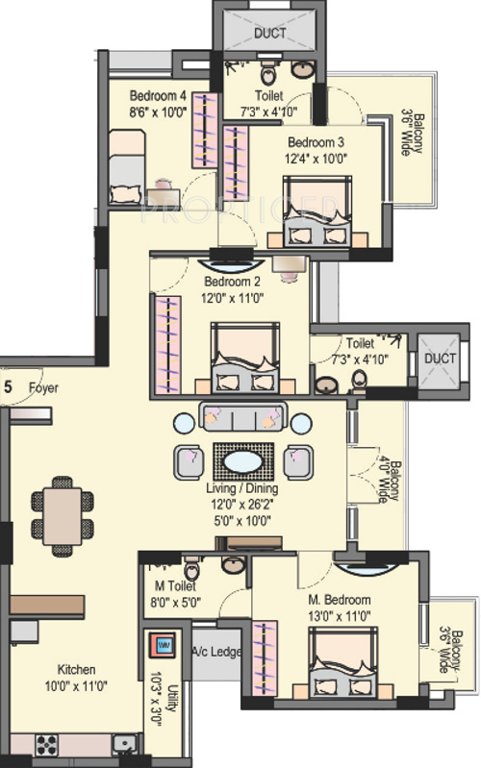 Dugar Lake Dugar (3BHK+3T (2,021 sq ft)   Study Room 2021 sq ft)