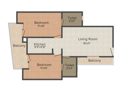 Gaursons Homes Elegante (2BHK+2T (985 sq ft) 985 sq ft)