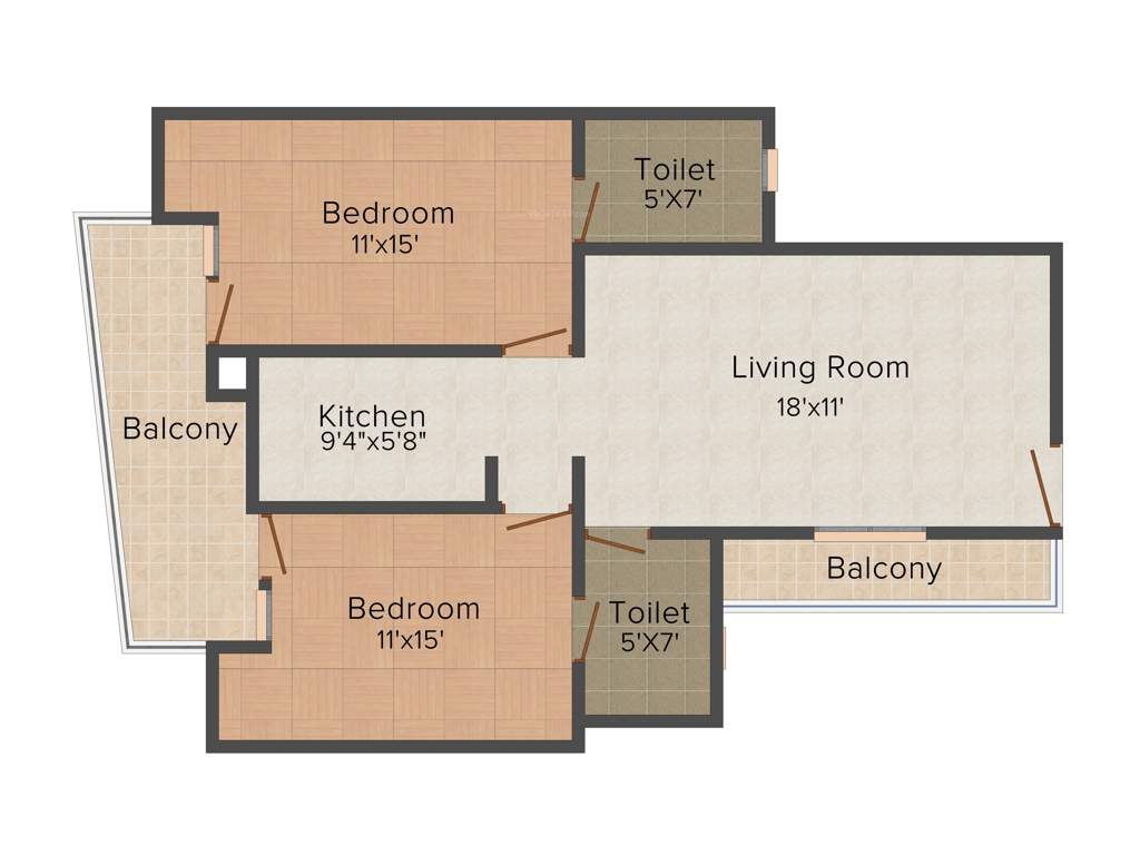 Gaursons Homes Elegante (2BHK+2T (985 sq ft) 985 sq ft)
