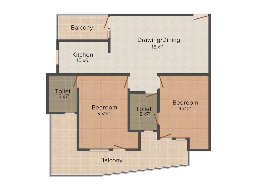 Gaursons Homes Elegante (2BHK+2T (1,080 sq ft) 1080 sq ft)