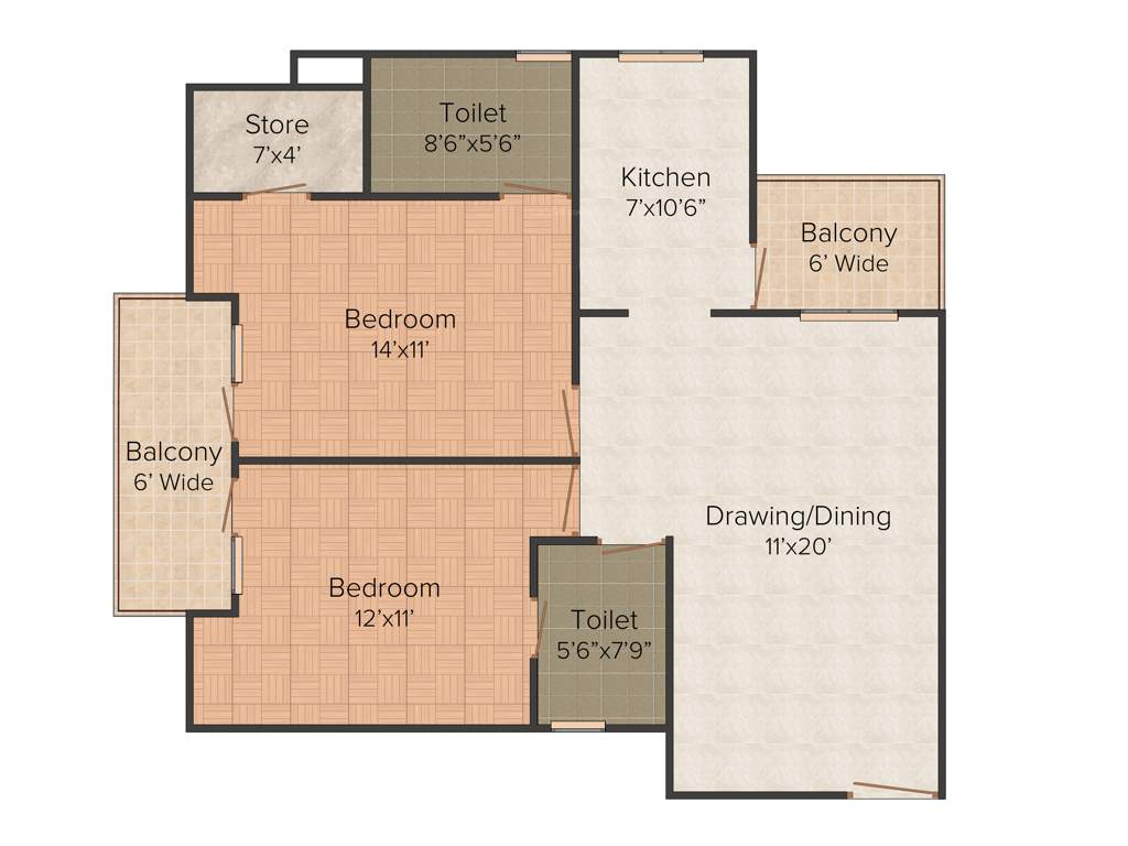 Gaursons Gaur Homes (2BHK+2T (1,180 sq ft) 1180 sq ft)