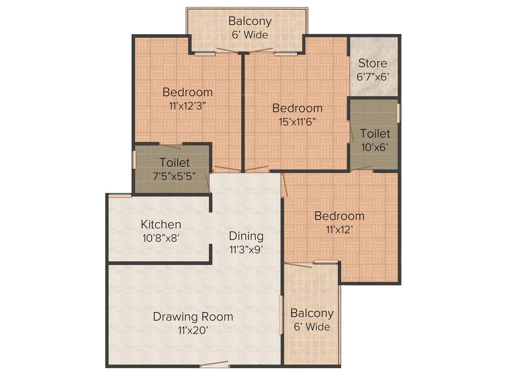 Gaursons Gaur Homes (3BHK+2T (1,575 sq ft) 1575 sq ft)