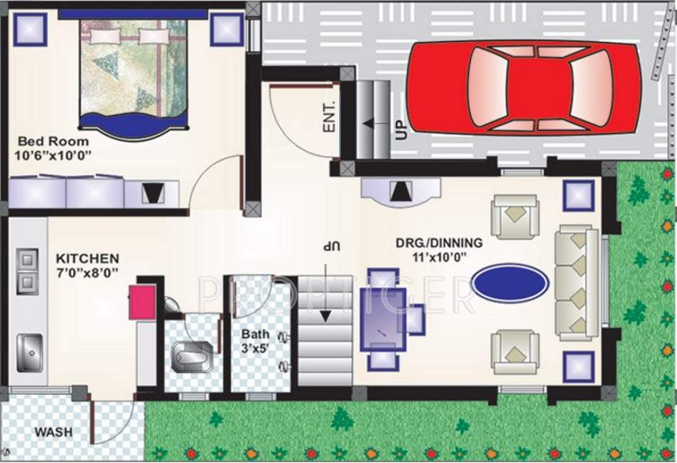 Sargam Constructions Pvt Ltd Balaji Bunglows Lower Ground Floor Plan (3BHK+2T)