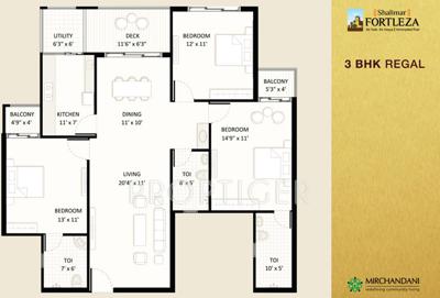 Mirchandani Shalimar Fortleza Floor Plan (3BHK+3T)